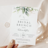 Eucalyptus Greenery Gold Leaves Bridal Brunch Kaart