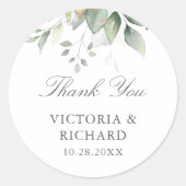 Eucalyptus Greenery Gold Leaves Elegant Hartelijk  Ronde Sticker (Voorkant)