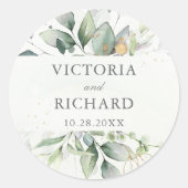 Eucalyptus Greenery Gold Leaves Elegant Ronde Sticker (Voorkant)