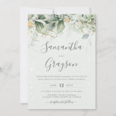 Eucalyptus Greenery Gold Leaves Elegant Wedding Kaart (Voorkant)
