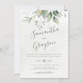 Eucalyptus Greenery Gold Leaves Elegant Wedding Kaart (Voorkant)