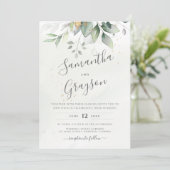 Eucalyptus Greenery Gold Leaves Elegant Wedding Kaart (Staand voorkant)
