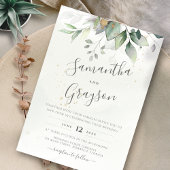 Eucalyptus Greenery Gold Leaves Elegant Wedding Kaart