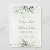 Eucalyptus Greenery Gold Leaves Elegant Wedding Save The Date (Voorkant)