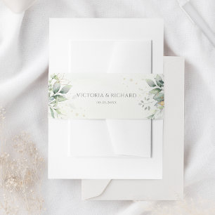 Eucalyptus Greenery Gold Leaves Elegant Wedding Uitnodigingen Wikkel
