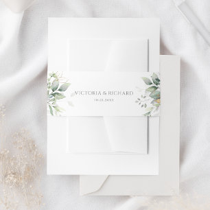 Eucalyptus Greenery Gold Leaves Elegant Wedding Uitnodigingen Wikkel