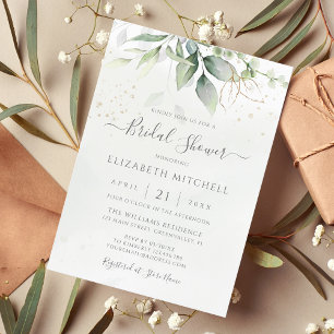 Eucalyptus Greenery Gold Leaves Vrijgezellenfeest Kaart