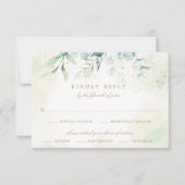 Eucalyptus Greenery Gold Meal Choice Weddenschap RSVP Kaartje (Voorkant)