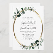 Eucalyptus Greenery Gold Metallic Wedding Kaart (Voorkant / Achterkant)