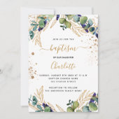 Eucalyptus greenery Gold script baptisme Kaart (Voorkant)