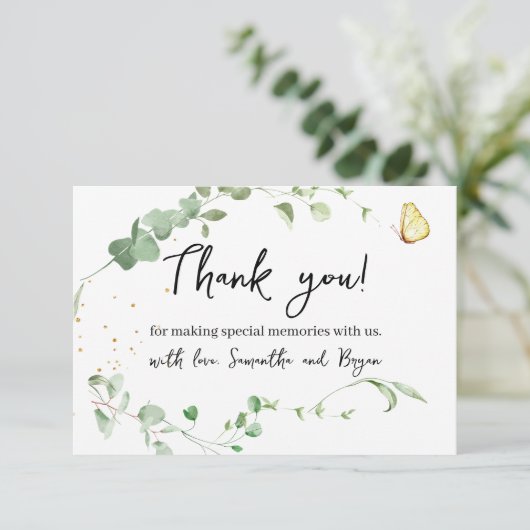 Eucalyptus Greenery Gold Sparkle Bedankkaart (Staand voorkant)