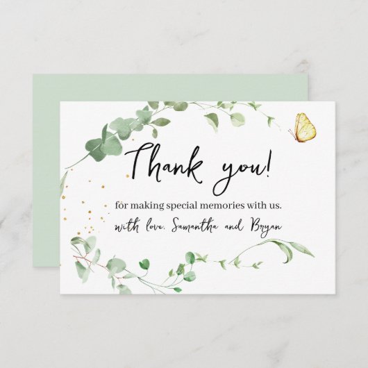 Eucalyptus Greenery Gold Sparkle Bedankkaart (Voorkant / Achterkant)