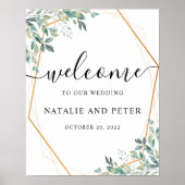 Eucalyptus Greenery Gold Weddenschap Welkomstbord Poster (Voorkant)
