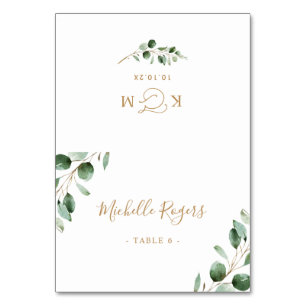 Eucalyptus Greenery Gold Wedding Place Kaarten