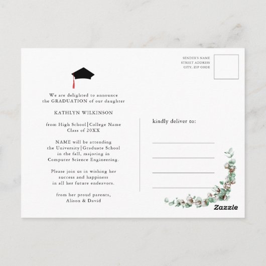 Eucalyptus Greenery GRAD BBQ Party Invitation (Dos)