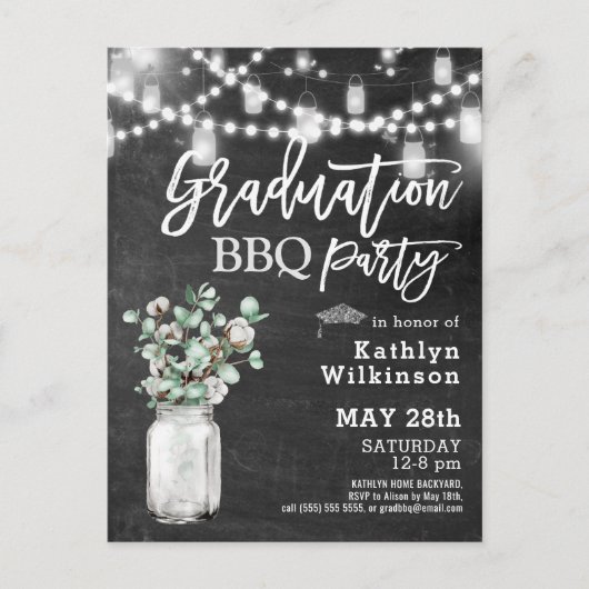 Eucalyptus Greenery GRAD BBQ Party Invitation (Devant)