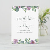 Eucalyptus Greenery Green Paars Green Save The Date (Staand voorkant)