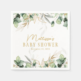 Eucalyptus Greenery Groene Blad & Goud Baby shower Servet