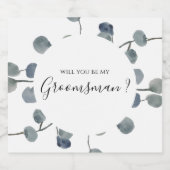 Eucalyptus Greenery Groomsmen Voorstel Likeurfles Etiket (Enkel label)
