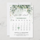 Eucalyptus Greenery Gum Botanical Rustic Calendar Save The Date (Voorkant)