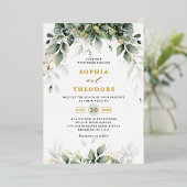 Eucalyptus Greenery Gum Botanical Rustic Wedding Folie Uitnodiging (Staand Voorkant)