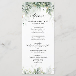 Eucalyptus Greenery Gum Botanical Rustic Wedding Menu
