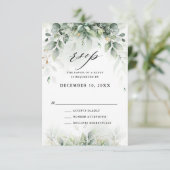 Eucalyptus Greenery Gum Botanical Rustic Wedding RSVP Kaartje (Staand voorkant)