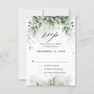 Eucalyptus Greenery Gum Botanical Rustic Wedding RSVP Kaartje