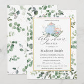 Eucalyptus Greenery High Tea Party Baby shower Kaart (Voorkant / Achterkant)