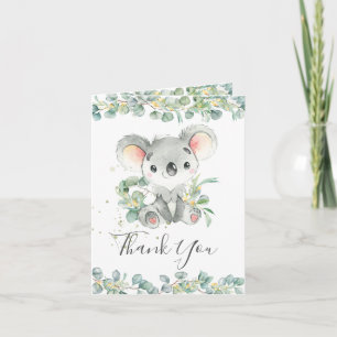 Eucalyptus Greenery Koala Verjaardag Baby shower Bedankkaart