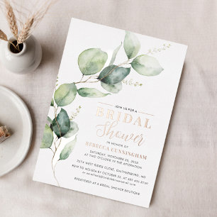 Eucalyptus Greenery laat Vrijgezellenfeest zilver Folie Uitnodiging