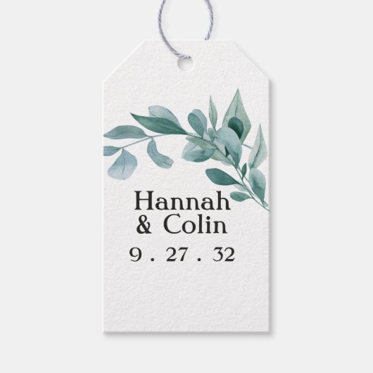 Eucalyptus Greenery Lijst Green Blue White Black Cadeaulabel (Voorkant)