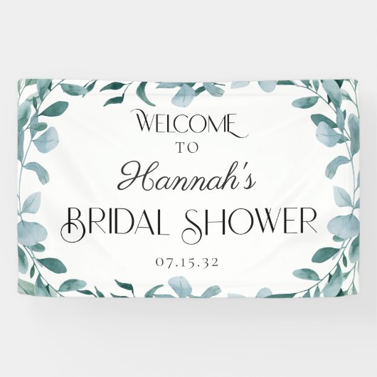 Eucalyptus Greenery Lijst Green Shower Welkom Spandoek (Horizontaal)