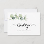 Eucalyptus Greenery Love Heart Calligraphy Wedding Bedankkaart (Voorkant)