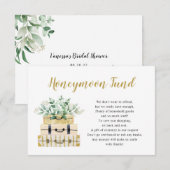 Eucalyptus Greenery Luggage Honeymoon Kaart (Voorkant / Achterkant)