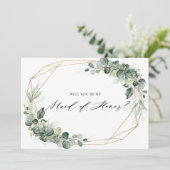 Eucalyptus Greenery Maid of Honor Invitation Kaart (Staand voorkant)