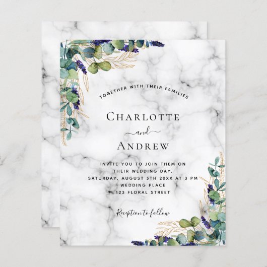 Eucalyptus greenery marble bruiloft (Voorkant / Achterkant)