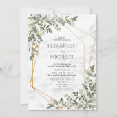 Eucalyptus Greenery Marble Geometric Wedding Kaart (Voorkant)
