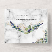 Eucalyptus greenery marmer bruiloft all in one uitnodiging (Achterkant)