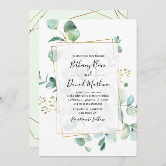 Eucalyptus Greenery met Geometrische Lijsten bruil Kaart