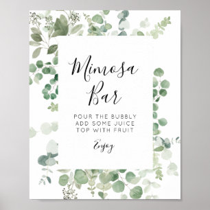 eucalyptus greenery mimosa bar sign poster