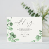 Eucalyptus Greenery Minimalist Weddenschap Bedankkaart (Staand voorkant)