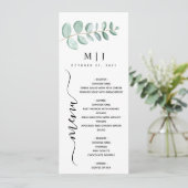 Eucalyptus Greenery Minimalist Weddenschap Menu (Staand voorkant)