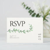 Eucalyptus Greenery Minimalist Weddenschap RSVP Kaartje (Staand voorkant)