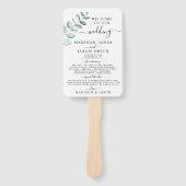 Eucalyptus Greenery minimalistisch bruiloft progra Handwaaier (Voorkant)