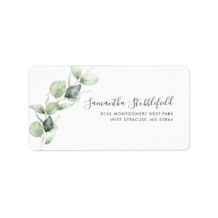 Eucalyptus Greenery minimalistisch verzendadres Etiket