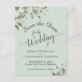Eucalyptus & Greenery Mint Wedding Sla de datum op Aankondigingskaart (Voorkant)
