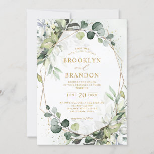Eucalyptus Greenery Modern Geometric Wedding Invit Kaart