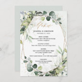 Eucalyptus Greenery Modern Geometric Wedding Menu (Voorkant / Achterkant)