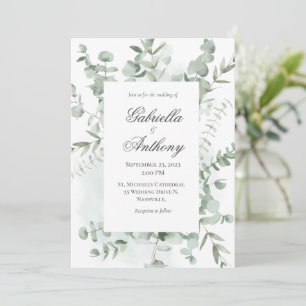 Eucalyptus Greenery Modern Wedding Invitation Kaart